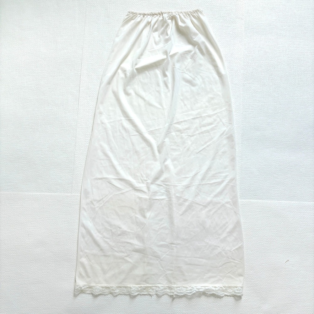 Vintage Half Slip Maxi Lace Trim Skirt Undergarment Small Ivory